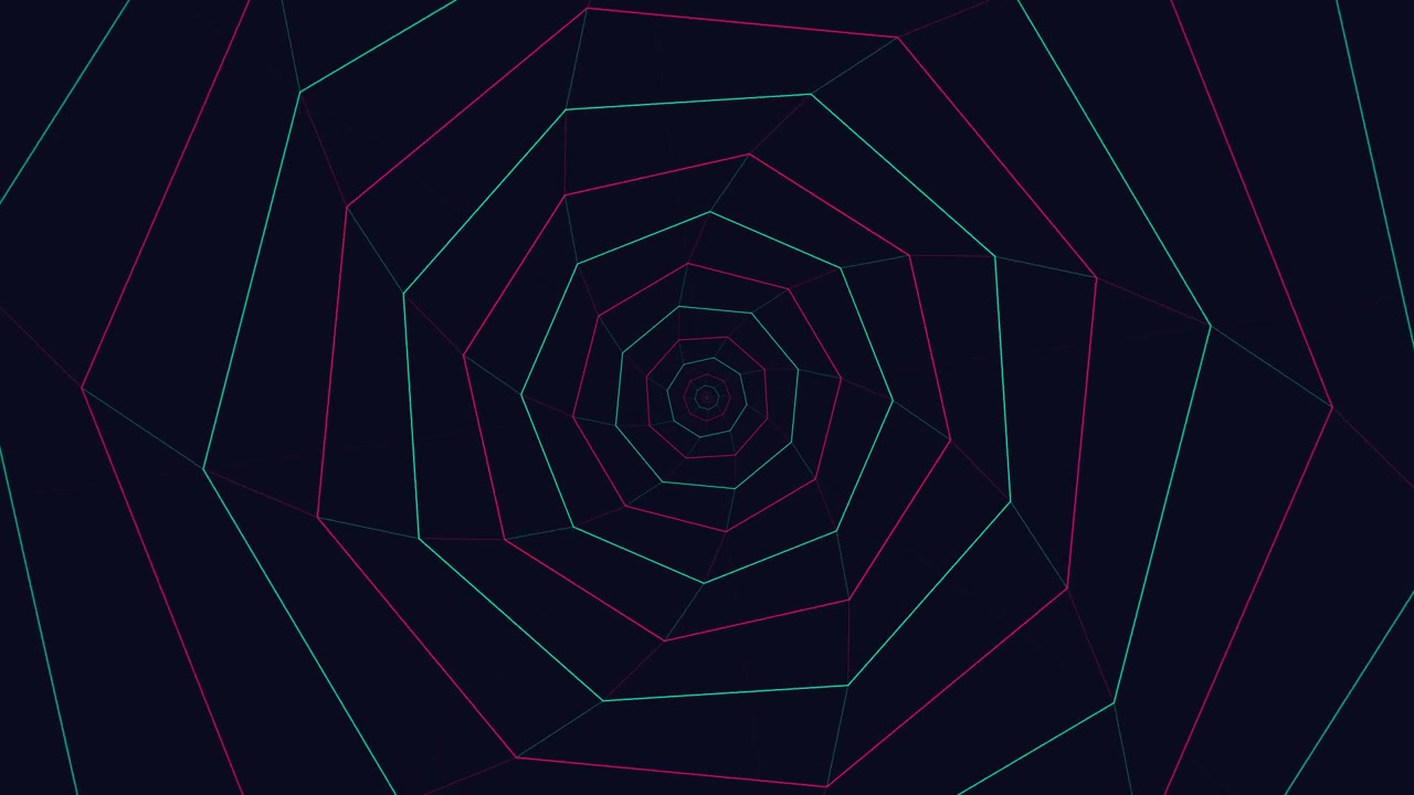 Abstract Geometric Tunnel Animation with Rotating Pink and Blue Lines