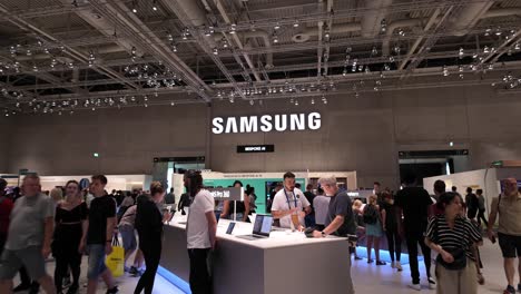 visitors explore the samsung booth at ifa berlin, the world's largest trade show for consumer electronics and home appliances.