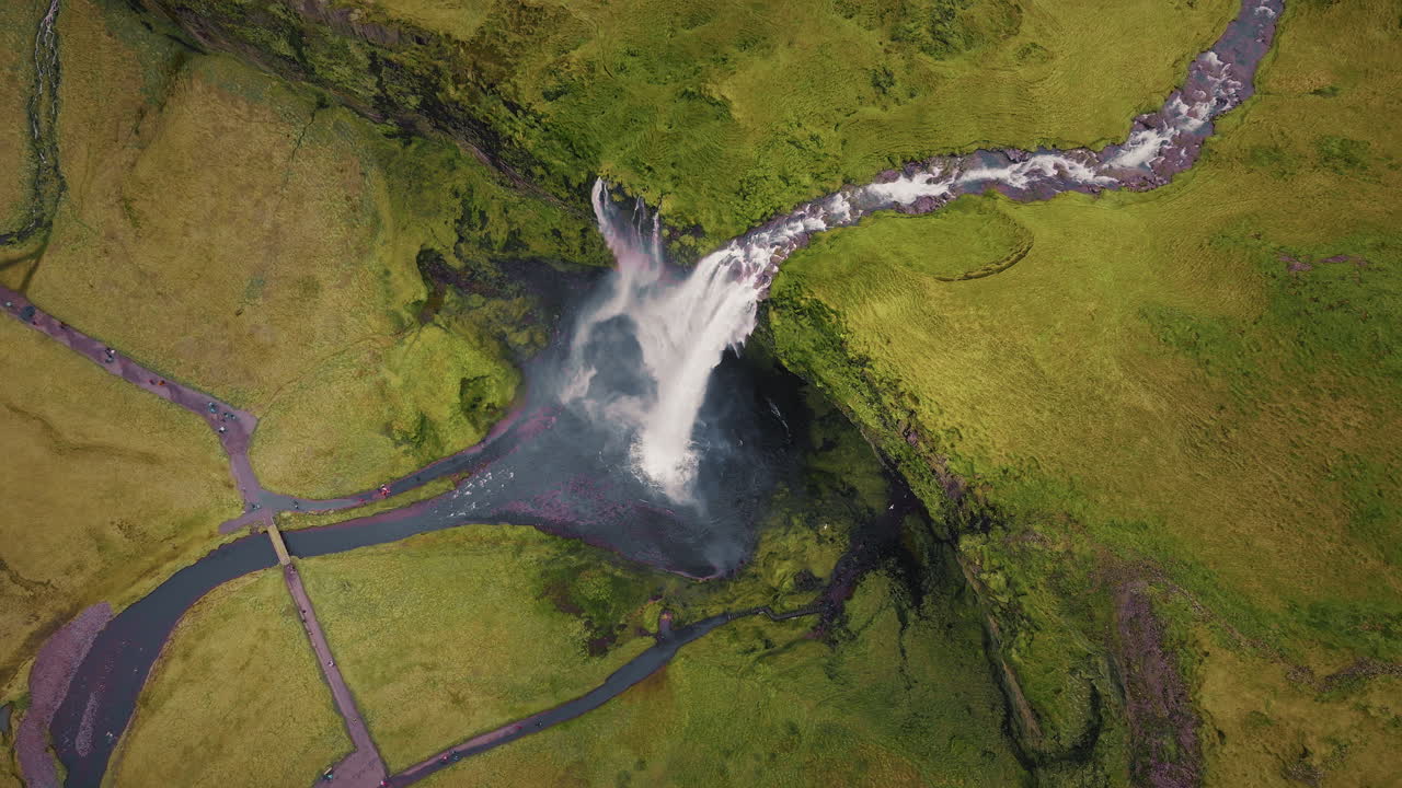 Aerial View of Waterfall and River