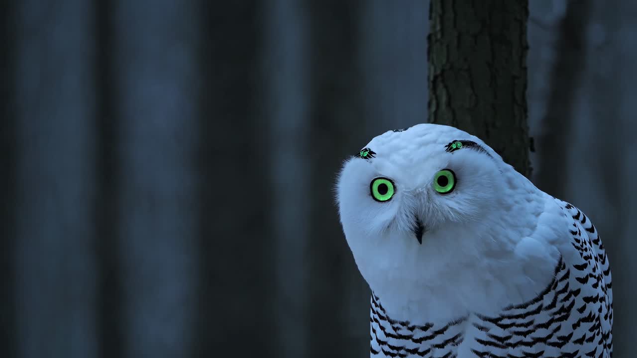 Snowy Owl in a Winter Forest