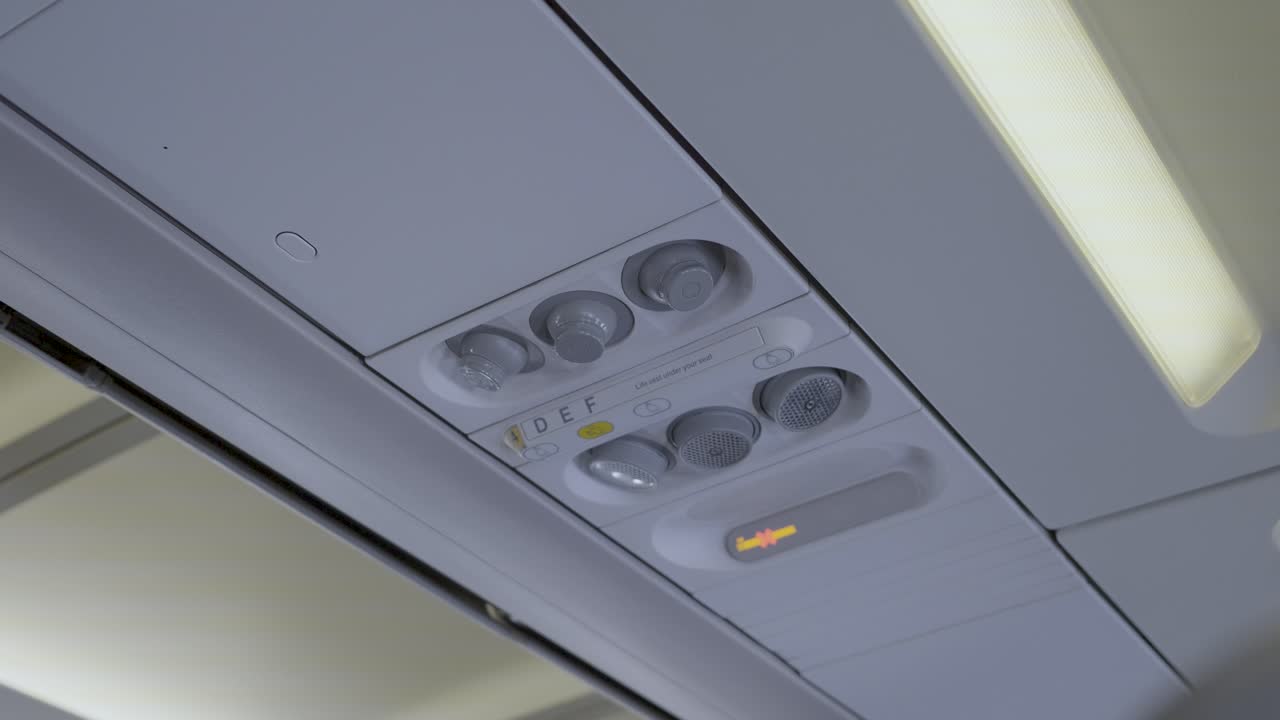Control panel in airplane, air conditioning, lighting, button, in-flight, comfort, interior