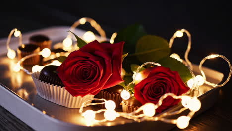 romantic chocolate and roses