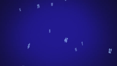animación digital de múltiples números y símbolos que caen contra un fondo azul