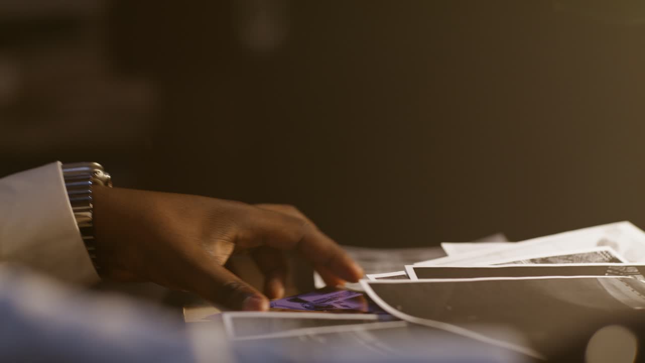 Person reviewing photos