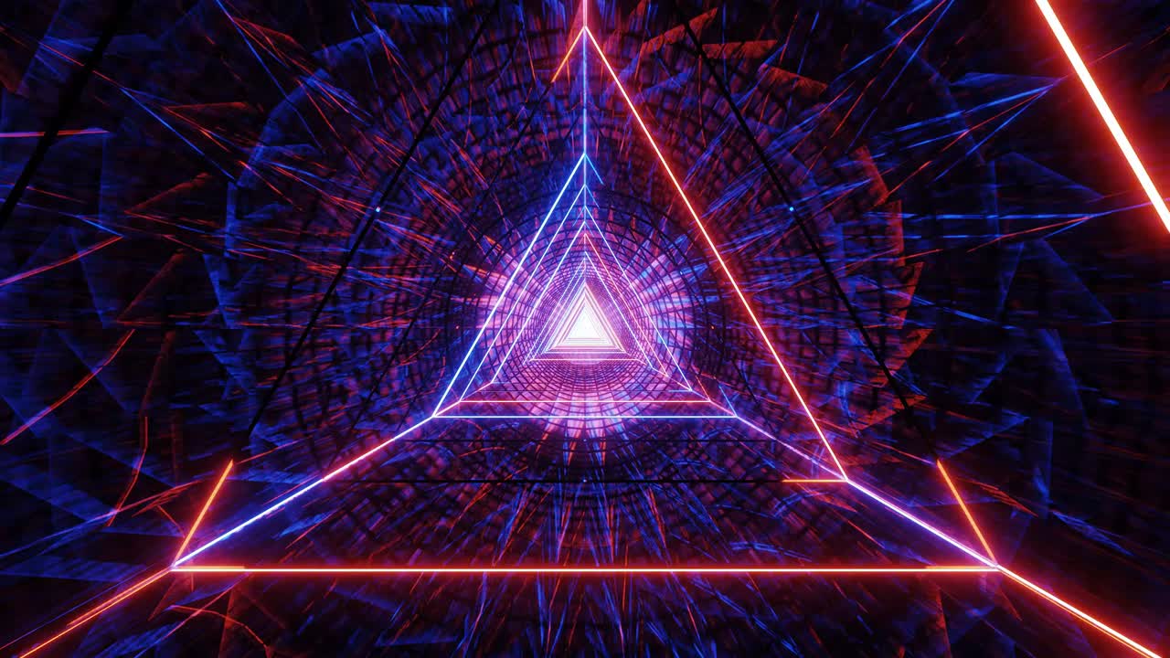 abstract glowig wireframe triangle design with dark abstract motion background 3d illustration live wallpaper visual vj loop