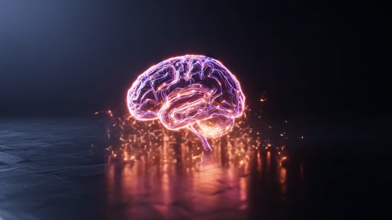 A Stunning Visualization of a Brain: Electrifying Neural Activity Showcased Through Dynamic Light and Energy Symbols, Highlighting the Complexity and Power of Human Thought