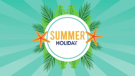 summer holiday season with starfish circular frame