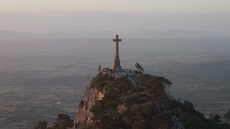 majestic view from sant salvador mountain in mallorca at sunset. ideal for travel documentaries and serene promotional content.