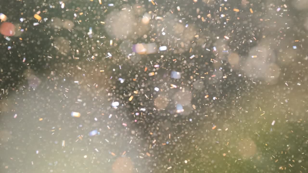 Streaming sunlight revealing dust particles swirling near window, with shimmering bokeh circles