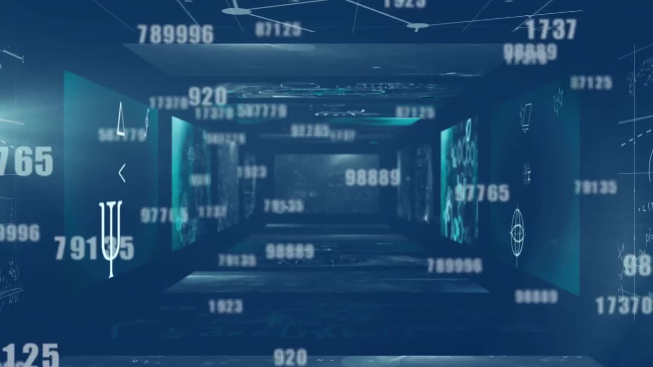 검은색 배경 위의 데이터 처리 애니메이션