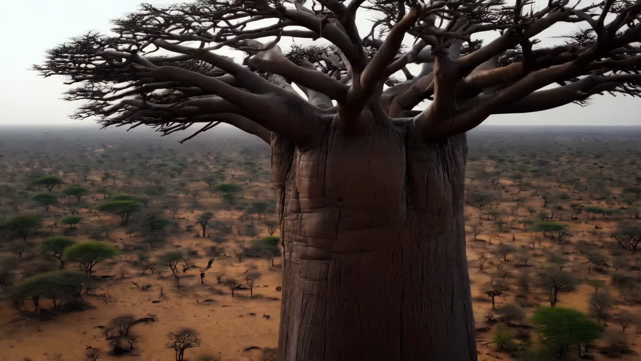 A Majestic Baobab Tree Dominating an Arid Landscape
