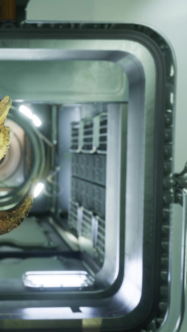 Un gatto esplora un corridoio futuristico in una stazione spaziale in una giornata tranquilla.