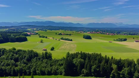 view at the mountain range in southern bavaria next to the alps