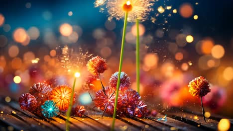 vibrant lights and colorful flowers at a night celebration