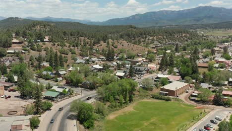 Aerial-view-of-eastern-Pagosa-Springs,-Colorado