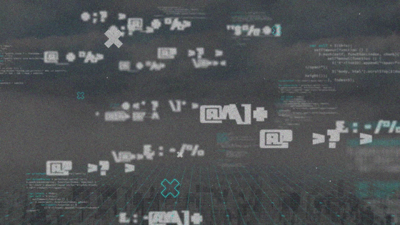 도시 풍경 위의 데이터 처리 애니메이션