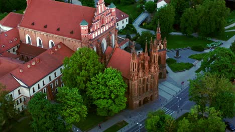 beautiful old town and old architecture in vilnius city - aerial shot