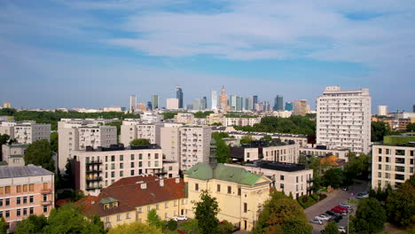 historical and new architecture warsaw. blue sky day