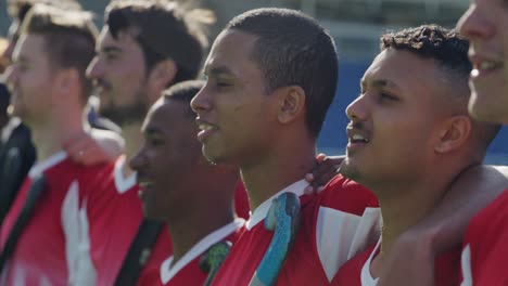 hockey players before a game on the field