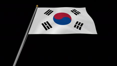 video de bucle de la bandera de corea del sur revoloteando en el viento, video en cámara lenta de 4k, con canal alfa