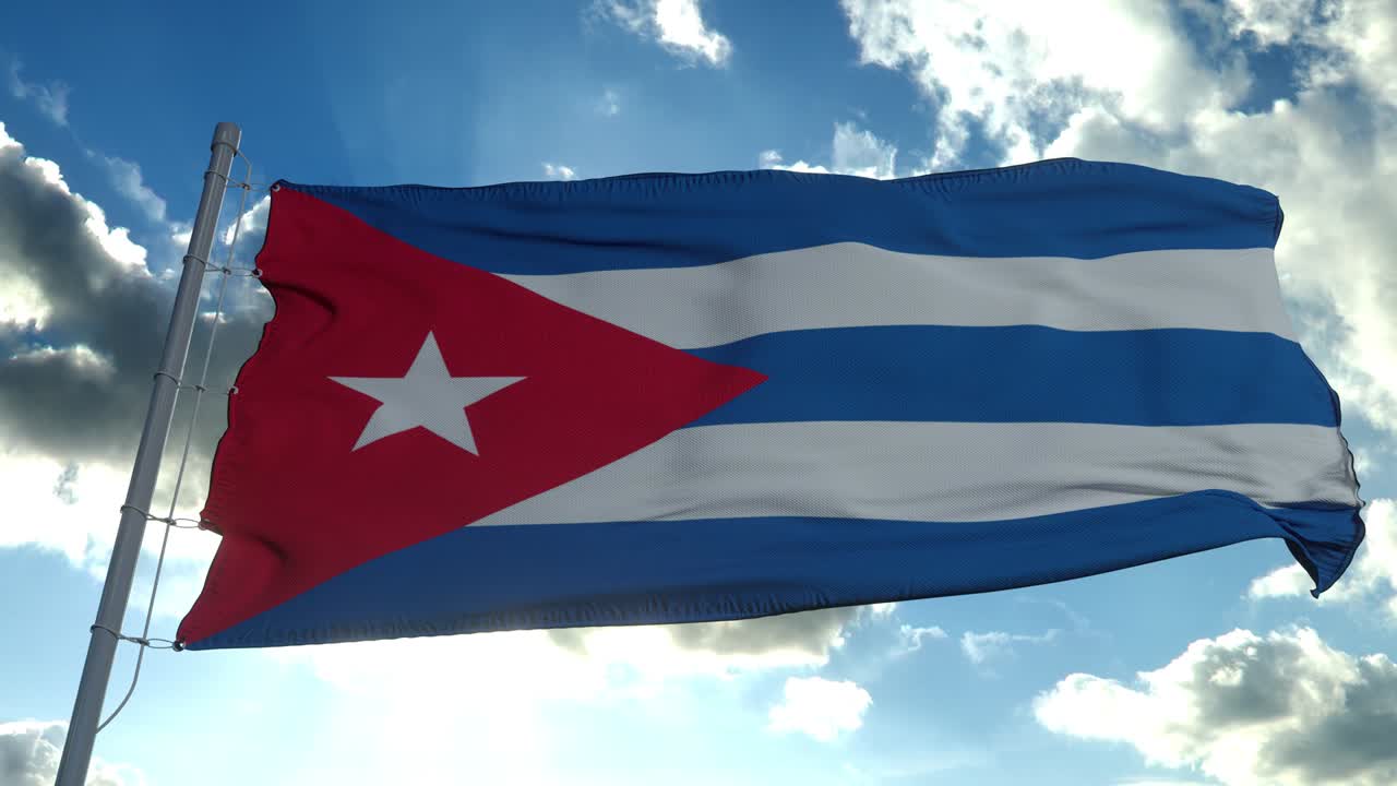 la bandera de cuba ondeando en el viento contra el cielo azul profundo. tema nacional, concepto internacional