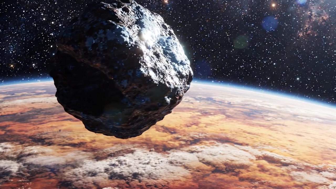 Un Viaggio Cosmico: Austerità e Meraviglia Mentre Corpi Celesti Danzano Sopra un Pianeta Colorato con un Affascinante Sfondo Stellato