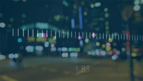 animación del procesamiento de datos sobre el paisaje urbano
