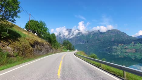 driving a car on a road in norway