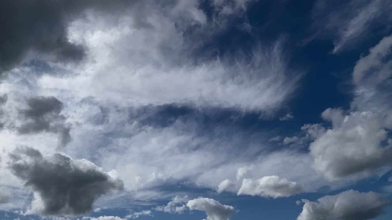 Time lapse shot of dramatic cloudscape formation against blue sky in background