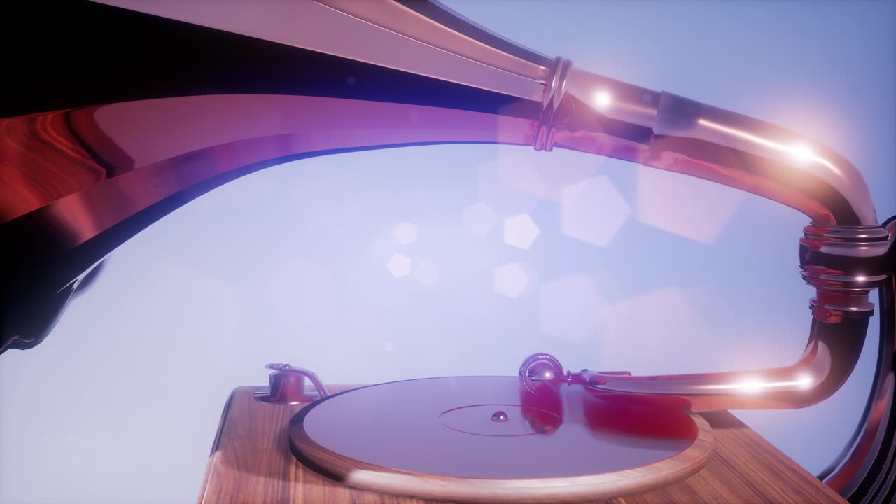 4k супер замедленное движение винтажный граммофон поворачивать