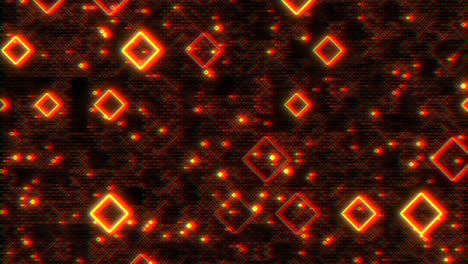 Futuristic-red-and-yellow-glowing-dot-pattern-on-black-background