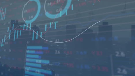 Animation-of-diagrams-and-stock-market-over-cityscape