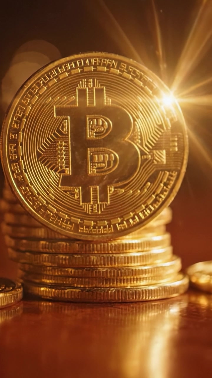 Um Olhar Detalhado sobre Moedas Bitcoin Empilhadas Destacando seus Designs Intrincados e a Crescente Popularidade da Criptomoeda nas Finanças Modernas