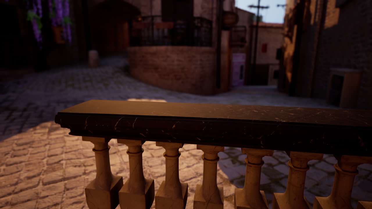 옛 마을 의 자갈 거리 의 전망