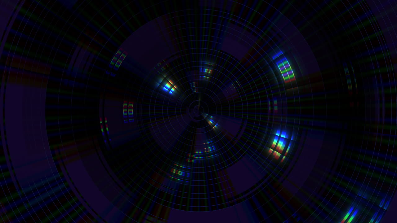 Digital screen with neon led lines and space HUD elements