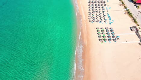 Drone-Fly-Over-Beautiful-Beach-In-Greece