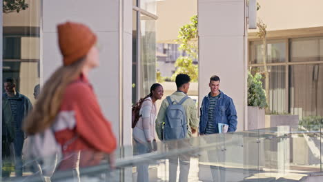 students meeting on university campus