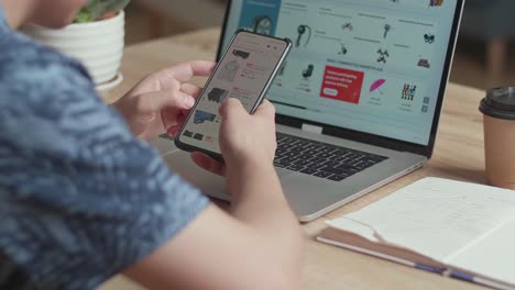 Hands Man Use Mobile Phone Shopping Online, Video In 4K