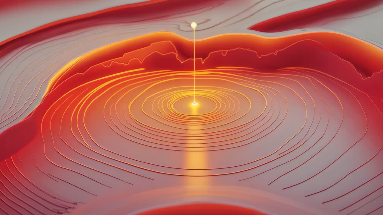 Abstract Topographic Landscape with Glowing Light