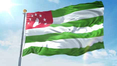 4k 3d illustration of the waving flag on a pole of country abhazia