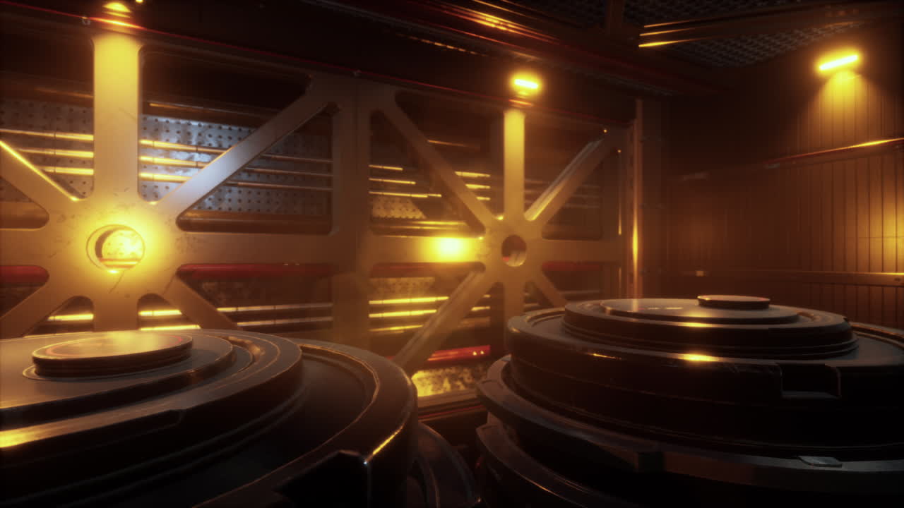 배경 공상과학 인테리어. 공상과학 우주선 복도. 3d 렌더링