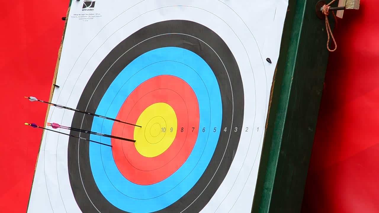 Arrows Sticking in the Center of an Archery Target