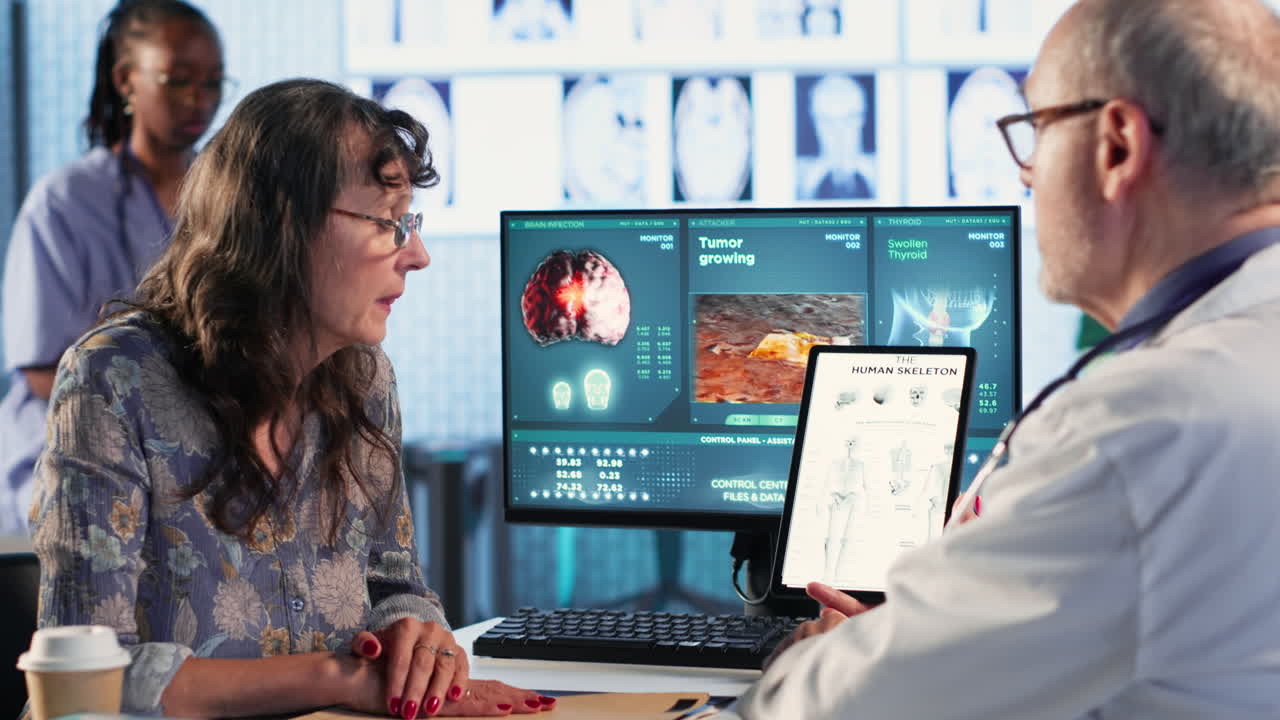 Vertical Video Healthcare professional sharing expertise and interpreting the MRI scans results