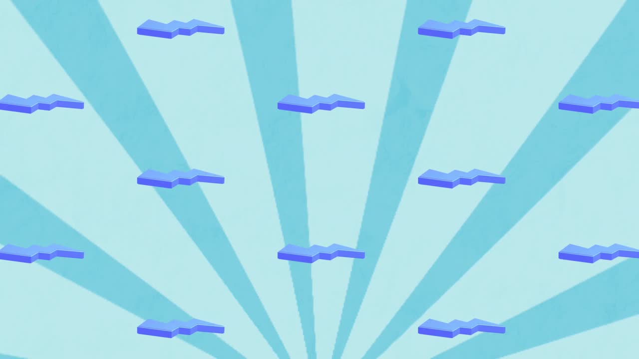 파란색 바탕에 줄무 위에 반복되는 파란색 번개 아이콘의 애니메이션