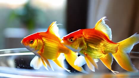 two goldfish in a glass bowl