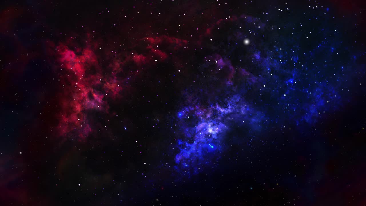 우주에서 빨간색과 파란색의 네불라의 4k 아름다움