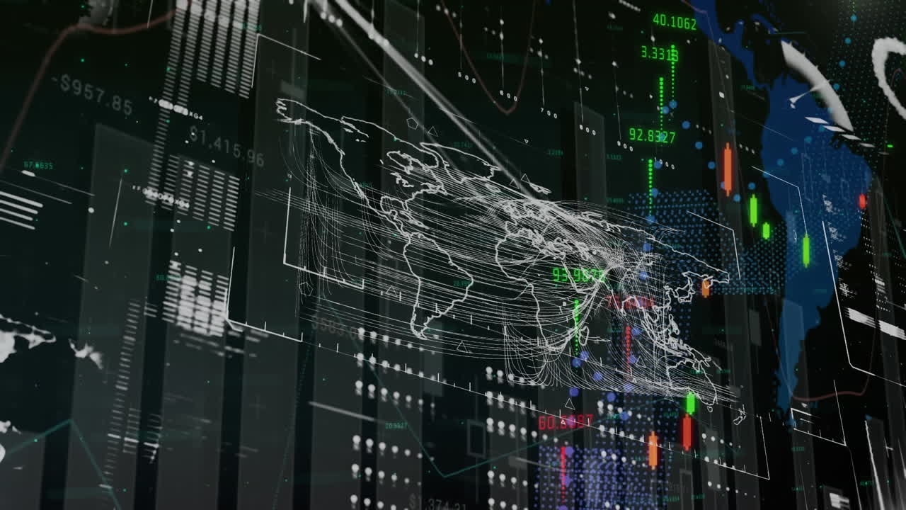 Animation of statistics and data processing over world map