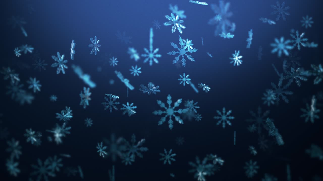 Animation of falling snowflakes background loop