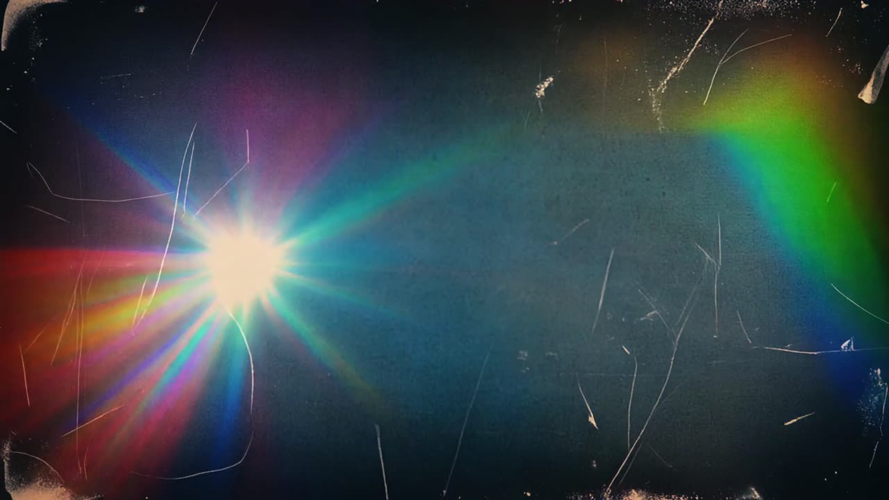 Superposición de Película Vintage con Destellos de Lente Coloridos y Luz de Arcoíris