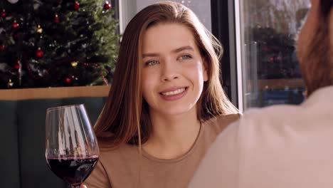 couple enjoying a christmas dinner